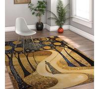 Tapis 60x120 Abstrait pour Le Salon mosaïque Bleu doré Grands carpette Chambre Lavable Descente de lit Moderne en Spirale géométrique antidérapant intérieur Salle à Manger Bureau Ferme