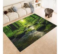 Tapis 60x120 cm Imitation Cachemire Lavable Motif Bois Pierres Soleil 3D Résistant aux Taches Nettoyage Facile à l'Aspirateur ou en Machine Idéal pour Salon Salle à Manger et Chambre Parentale