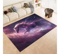Tapis 60x120 cm Imitation Cachemire Lavable Motif Cheval éToiles Voie LactéE 3D Résistant aux Taches Nettoyage Facile à l'Aspirateur ou en Machine Idéal pour Salon Salle à Manger et Chambre Parentale