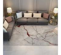 Tapis 60x120 Grey Zone carpette antidérapant Lavable Descente de lit à Poil Bas Texture Moderne en marbre veine Rouge Blanche Abstrait Motifs Fissures pour Salon Chambre Salle Manger du