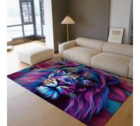 Tapis 60x120cm Lion Area pour Le Salon carpette coloré d Animaux Sauvages Chambre Graffiti Descente de lit en Brique Wall Street Art Antidérapant Lavable à Poil Court la décoration Bureau