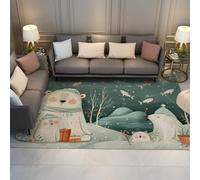 Tapis 60x90 d Espace carpette de Salon Ours lavables Animal dessiné animé Neige hivernale Descente lit nurserie Ferme Grande Fine intérieur pour Les Vacances en Classe sous la Table à
