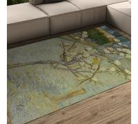Tapis 60x90 d Espace carpette Lavable Descente de lit entrée Vintage Fins pour Cuisine antidérapants la Porte Peinture célèbre imprimé Poirier en Fleurs décoration intérieure Bureau