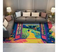 Tapis 60x90 Lavable à la Machine carpette de Surface Descente lit Couleur vive fenêtre pour Filles Coucher Tapissés Chevet Salon Salle Manger Bureau Antidérapant Faible Poil aux