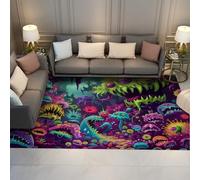 Tapis 60x90 Lavable carpette pour Chambre pliants Monstre coloré Modern Grande Descente de lit antidérapante à Poil Bas la Salle Jeux Décoration Surface imprimée néon Fins et Doux Man