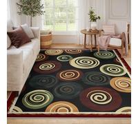 Tapis 60x90 pour Chambre carpette lavables Le Salon Entrée intérieure Descente de lit Sol Abstrait en Cercle la Nursery Ferme Buanderie Salle Jeux Bureau antidérapant à Poil Bas Douce