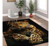 Tapis 60x90 pour Salon antidérapants lavables à la Machine carpette Vintage imprimé léopard Descente de lit léger Poil Bas Chambre Salle Manger Bureau Domicile Portrait Animalier en