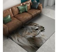 Tapis 60x90cm réalistes Faune carpette Lavable d extérieur pour Salon Animal en Gros Plan Motif de Lion antidérapant Descente lit entrée Chambre Contemporain à Poil Bas Grand