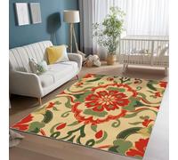 Tapis 80 x 150 cm Décoratif De Motif Floral Chinois, Tapis De Chambre à Coucher antidérapant Poil Court - pour Salon Chambre à Coucher Salle à Manger Rouge Vert