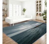 Tapis 80 x 150 cm Front De Mer Naturel Phare Doux Moelleux Robuste Facile à Nettoyer Moderne pour Chambre Couloir, Gris