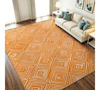 Tapis 80 x 150 cm Poil Ras Ultra Doux, Bohème Lavable en Machine et Antidérapant, Géométrique Motif Grec Losange Labyrinthe Carreaux Tapis Chambre Interieur Couloir Entrée Cuisine