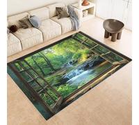 Tapis 80x120 cm Imitation Cachemire Lavable Motif CascaPierres Ruisseau 3D Résistant aux Taches Nettoyage Facile à l'Aspirateur ou en Machine Idéal pour Salon Salle à Manger et Chambre Parentale