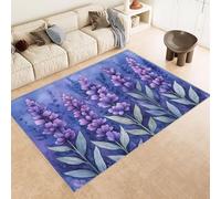 Tapis 80x120 cm Imitation Cachemire Lavable Motif Fleurs Herbe Violette 3D Résistant aux Taches Nettoyage Facile à l'Aspirateur ou en Machine Idéal pour Salon Salle à Manger et Chambre Parentale