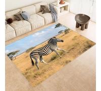 Tapis 80x120 cm Imitation Cachemire Lavable Motif ZèBre Herbe Montagne 3D Résistant aux Taches Nettoyage Facile à l'Aspirateur ou en Machine Idéal pour Salon Salle à Manger et Chambre Parentale