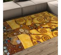 Tapis 80x150 Lavable carpette d Espace Tree of Life Carpets imprimés pour Le Salon Antidérapants Doux à Poils Bas mosaïque en Spirale dorée Descente de lit intérieure Chambre Manger