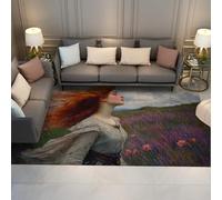 Tapis 80x150 lavables carpette d Espace pour Salon Descente de lit extérieur paysager Chambre Jolie Femme Lavande Champ Grands en Laine synthétique Ultra Douce Salle à Manger et