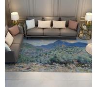 Tapis 80x150 lavables carpette pour Le Salon Descente de lit la vallée Bleu Vert Scenic Chambre Grandes moquettes en Laine synthétique Ultra Douce Salle à Manger rétro antidérapant et