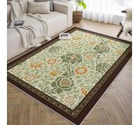 Tapis 90x150 de Salon Grands carpette Doux lavables avec Support antidérapant Descente lit Fin Chambre résistant aux Taches Traditionnel Vines Floral à Poil Bas pour Salle Manger Bureau