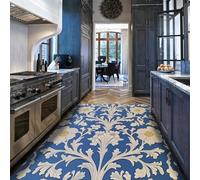 Tapis 90x150 Floraux pour Salon William Morris Area Carpets Blue Acanthus carpette Floral Chambre Descente de lit Ultra Fin à Surface Douce antidérapant Lavable résistant aux Taches