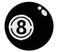 Tapis à balle 1pc 8, tapis noir rond 24 pouces, tapis cool en polyester avec support sans glissement, tapis de zone unique et créatif lavable à la machine pour le salon, salle de jeux, chambre à