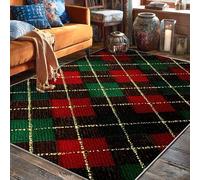 Tapis à carreaux pour Noël, rouge, vert, Noël, rouge, rouge, tapis esthétique pour salon, chambre à coucher, décoration de salle à manger, 1,5 x 2,1 m