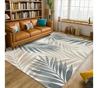 Tapis à feuilles, feuillage tropical moderne de palmier, beige d'été, tapis rectangulaire à poils courts en éponge pour salon, chambre à coucher, salle de ppartement, décoration 1,5 x 2,1 m