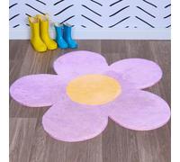 Tapis à fleurs lavable en machine - Ultra doux, antidérapant - Violet groovy mignon pour chambre d'enfant, chambre de fille, dortoir, salle de classe, crèche, chambre à coucher ou salle de jeux