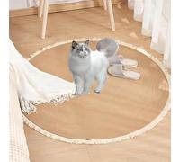 Tapis à gratter pour chat, lavable, corde de chanvre, tapis rond vintage réversible tissé à pompons pour salon, chambre à coucher, bureau