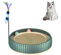 Tapis À Gratter pour Chat, Lits pour Chaton avec 2 Balles Ludiques, Carton Ondulé Durable Et Bol de Salon, pour Gratter, Jouer Et Se Détendre Green M