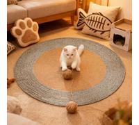 Tapis à gratter rond réversible en fibre naturelle douce texturée lavable pour la maison (E, 45 cm)
