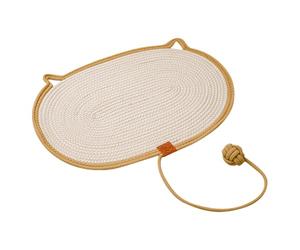 Tapis à gratter, tapis antidérapant interactif naturel en lin avec balle | Plaque à gratter pour chats | Pour les jeux intérieurs et extérieurs, l'entraînement, l'ennui, le temps en famille, le salon