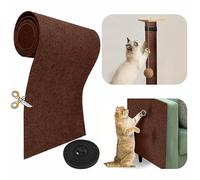 Tapis à griffer amovible pour chat d'intérieur - 299,7 x 40,1 cm - Tapis de rechange autocollant avec serre-câble de 5 m - Protection de meubles pour chats d'intérieur (marron)