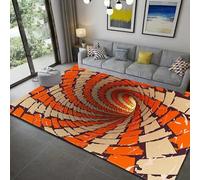 Tapis à illusion d'optique géométrique - Sensation amusante de chute - Tapis 3D pour chambre à coucher, salon, tapis de sol (orange, 48,3 x 78,7 cm)