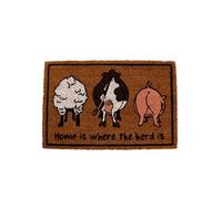 Tapis à imprimé aniaml en fibre de coco - Home is where the herd is - Marron - L 60,5 x l 40,2 cm