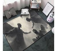 Tapis à imprimé gothique anges gris pour salon, chambre à coucher, tapis doux lavable 9,1 x 152,4 cm, tapis antidérapant pour décoration de chambre à coucher, esthétique 152,4 x 99,1 cm
