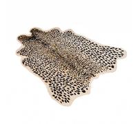 Tapis à imprimé léopard en fausse fourrure de 0,9 x 1 m, convient pour chambre à coucher, salon, décoration occidentale, moquette en fausse fourrure de vache, noir et marron