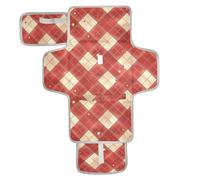 Tapis à langer carré à motif damier rouge et blanc réutilisable avec poche en tissu pour maman, papa, cambiador de pa?ales para Bebes