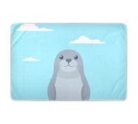 Tapis à langer doux et absorbant pour bébé Motif phoque bleu 132,1 x 86,4 cm