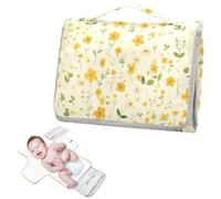 Tapis à langer imperméable réutilisable avec poche à langer, kit de voyage pour bébé, saison, petites fleurs jaunes
