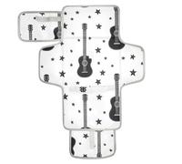 Tapis à langer imperméable réutilisable avec poche à mouchoirs pour bébé Kit de station de voyage Y2k Simple Black Stars Guitare