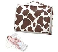 Tapis à langer réutilisable avec poche à mouchoirs et coussinets imperméables pour bébé - Kit station de voyage - Imprimé vache marron