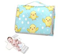 Tapis à langer réutilisable avec poche à mouchoirs imperméable pour bébé pour mamans, papas, pois blancs, dessin animé, poussins jaunes