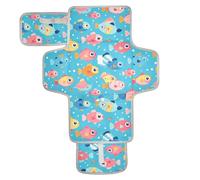 Tapis à langer réutilisable avec poche à mouchoirs pour bébé avec oreiller intégré Motif poissons bleus