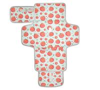 Tapis à langer réutilisable avec poche à mouchoirs pour nouveau-nés fille et garçon Motif tomates rouges et bleues