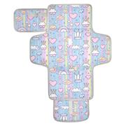 Tapis à langer réutilisable avec poche à mouchoirs, tapis à langer pour bébé, kit de station de voyage, robe de princesse, couronne, dessin animé