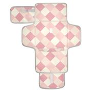 Tapis à langer réutilisable avec poche en tissu et oreiller intégré Motif carrés blush et blanc