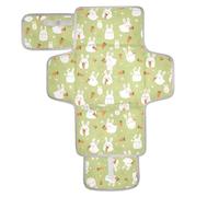 Tapis à langer réutilisable avec poche en tissu - Matelas à langer de voyage pour bébé, maman, papa, lapin mignon - Dessin animé