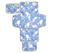 Tapis à langer réutilisable avec poche en tissu Motif crapaud Bleu ciel