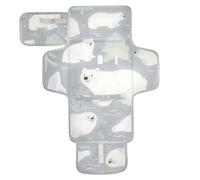 Tapis à langer réutilisable avec poche en tissu pour bébé, motif ours polaire blanc mignon pour maman, papa, cambiadores de pa?ales para Bebes