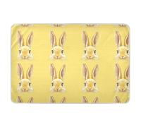 Tapis à langer réutilisable avec visages de lapin mignons jaune clair extra large pour lit et enfant 132,1 x 86,4 cm (L x l)